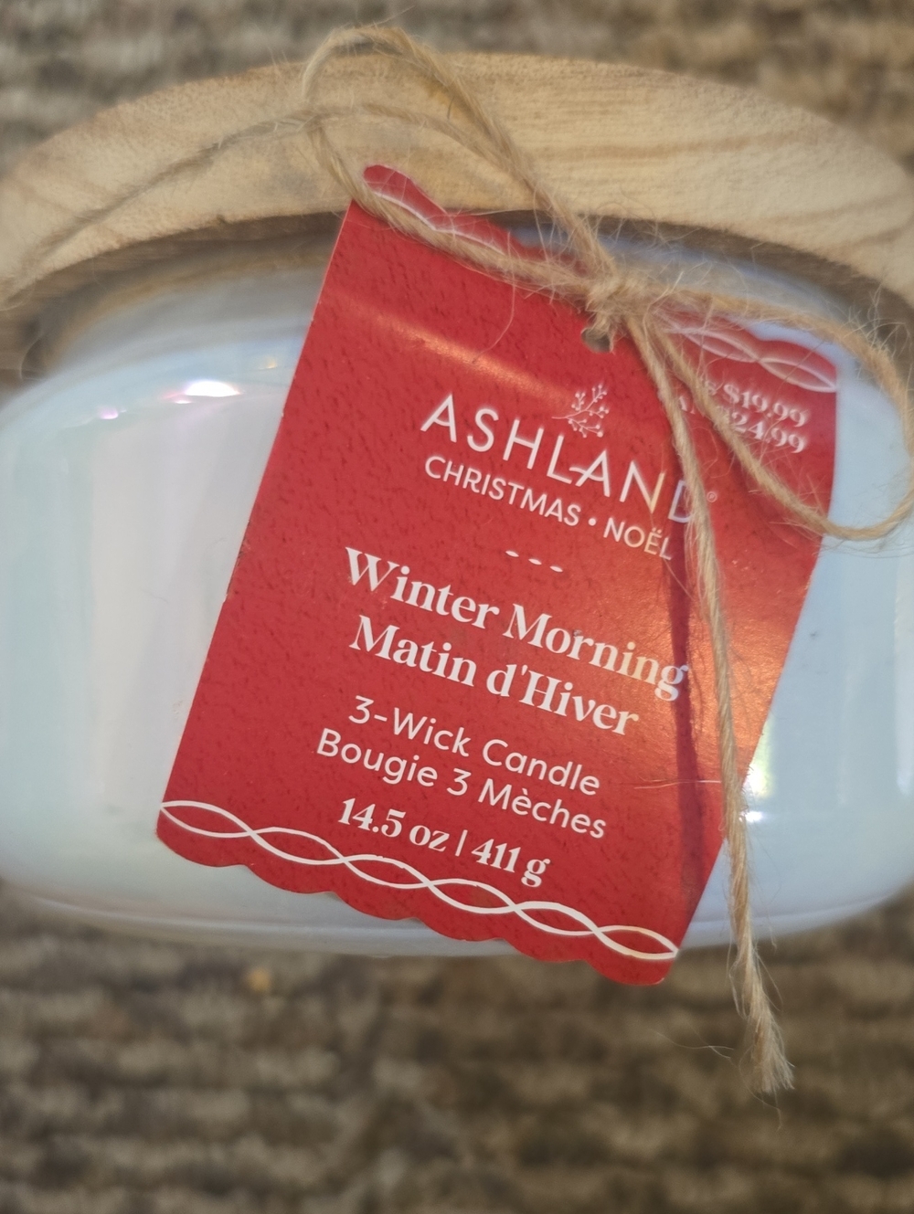 Ashland White Jar Candle with Red Branded Tag
